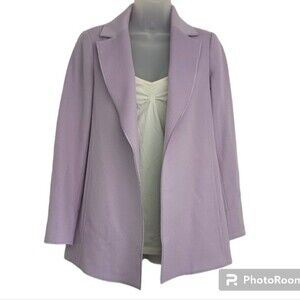 Worth Lavender Cashmere Wool Blend Long Line Open Front Jacket
